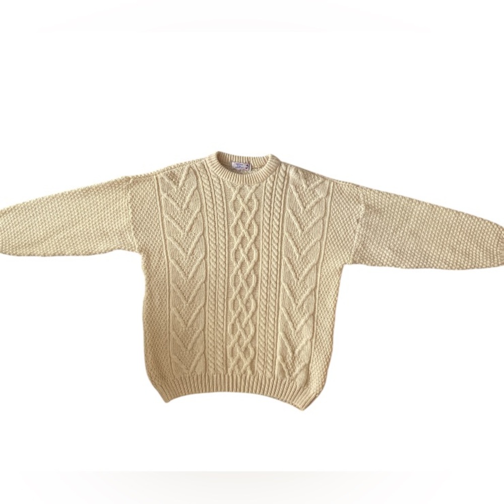 HIGHLAND HOME INDUSTRIES Scottish Wool Cable Knit Sweater  size XL fisherman - Picture 5 of 11